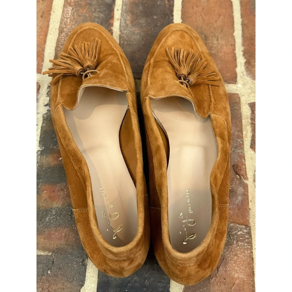 Joijis Monica Tassel Loafers Brown Suede Leather Flats Handmade In Italy Wms 9.5
